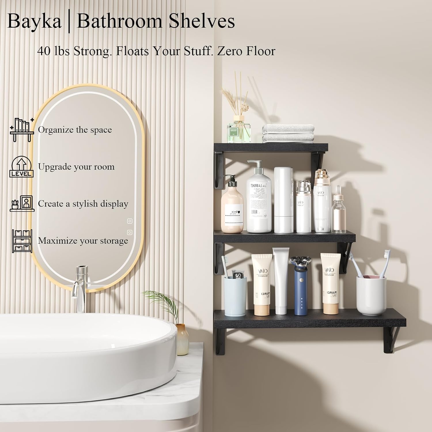 Stylish Floating Bathroom Shelves
