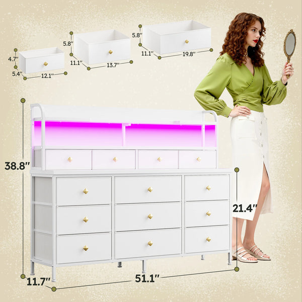 Stylish LED Dresser with Storage